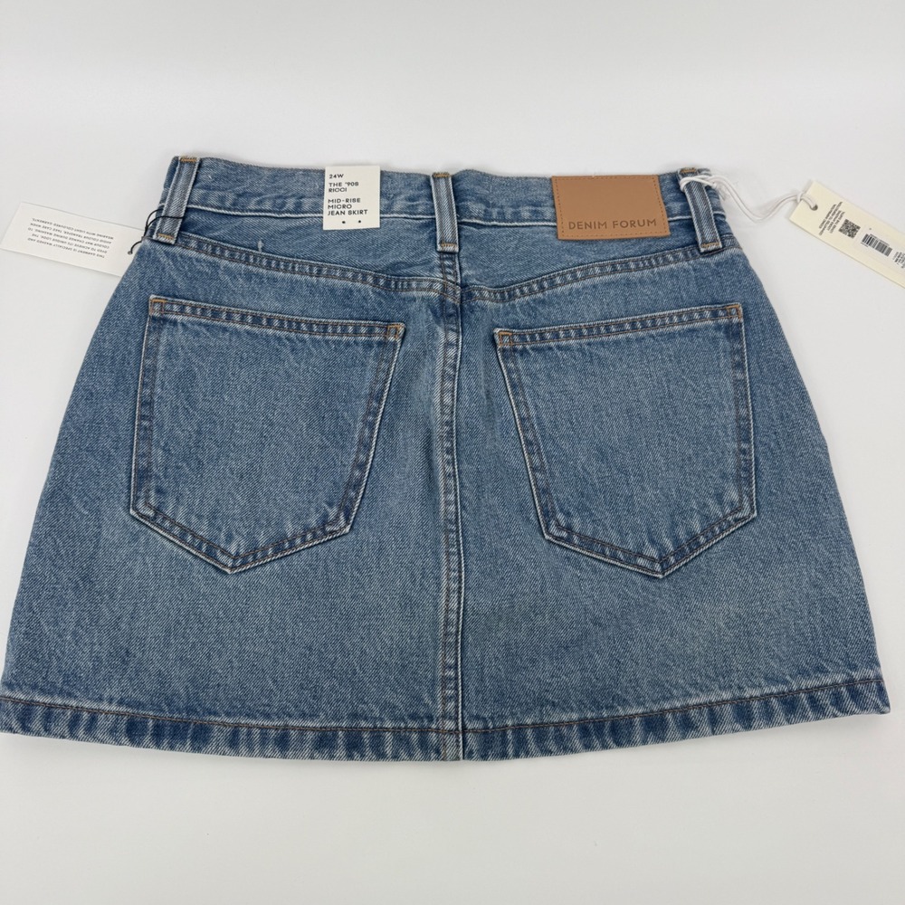 Denim Forum The 90s Ricci Mid-Rise Micro Jean Skirt 24W Blue Taboo 115356 - Picture 4 of 7
